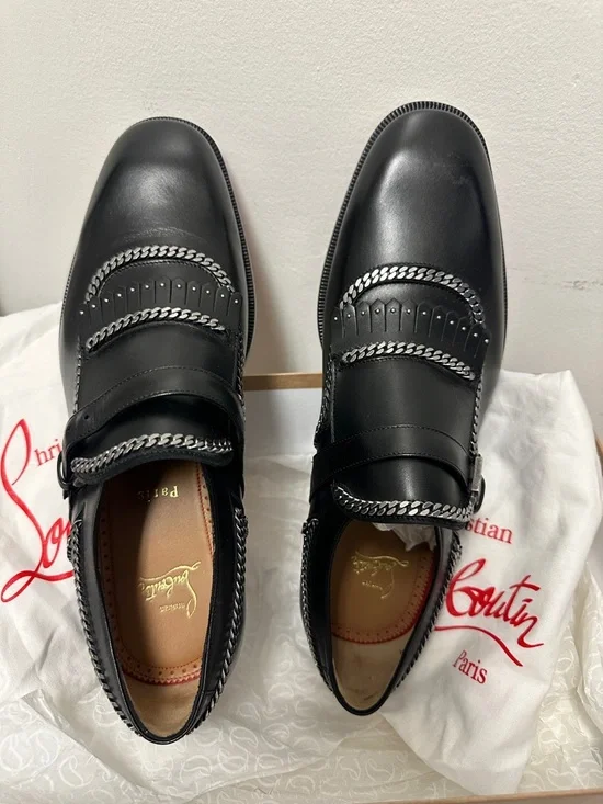 Christian Louboutin MONKOCHAIN Single-Monk strap Leather Chain Loafers (Men : 9) - Picture 7 of 17